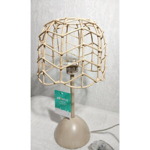 Lamp Pillowfort BOHO Rattan Table Lamp, Cute Dimmable Open Shade, Desk Light
